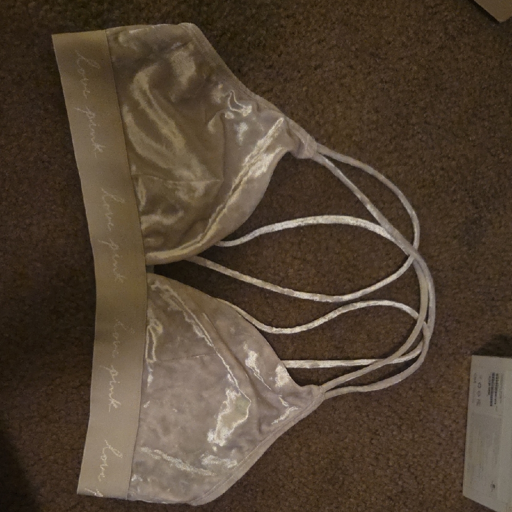 PINK Victoria's Secret Velvet Bralette - Light Beige